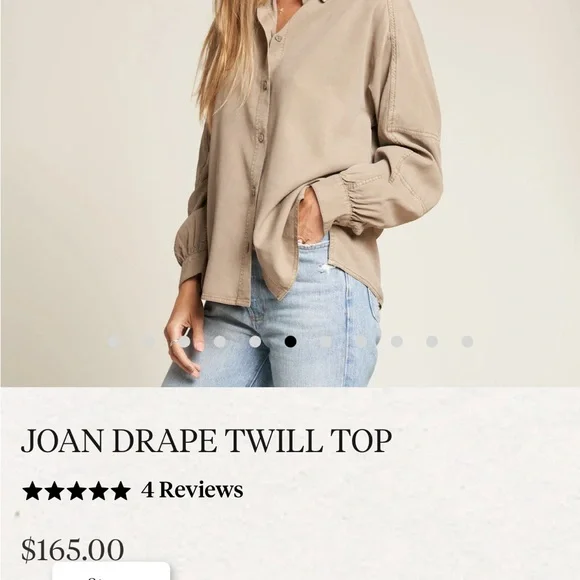 Rowan Joan Twill Top, Stone, size medium, NWOT - Picture 5 of 11